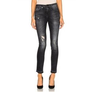 R13 Jenny Mid Rise Women Skinny Jeans in Strummer Black Broken In Italy Sz 25 (g